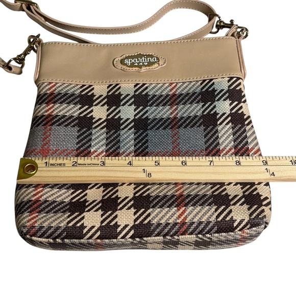 Spartina 449 Genuine Leather & Natural Linen Daufuskie Island Crossbody Bag - Picture 14 of 16